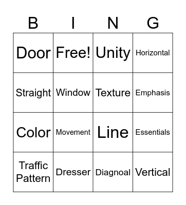 Design Unit Bingo Card