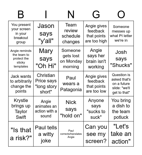 ISS BINGO Card