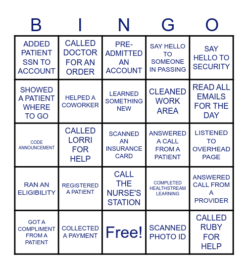 PATIENT ACCESS Bingo Card