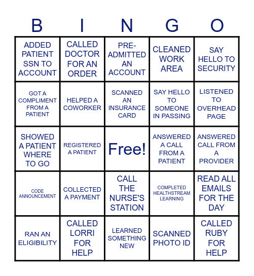 PATIENT ACCESS Bingo Card