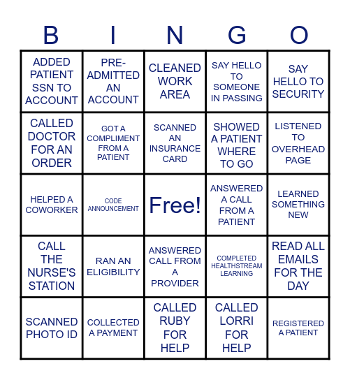 PATIENT ACCESS Bingo Card