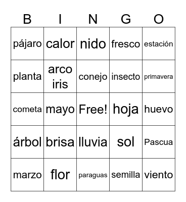LA PRIMAVERA Bingo Card