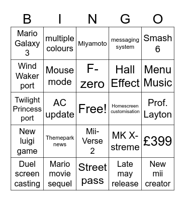Switch 2 Direct Bingo Card
