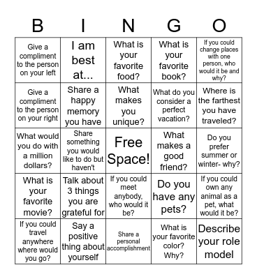 Social Bingo Card