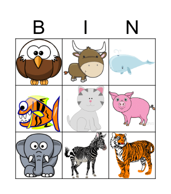 Farm Animals Bingo Card