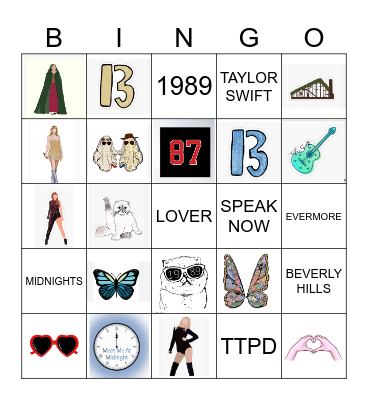 Taylor Swift Bingo Card