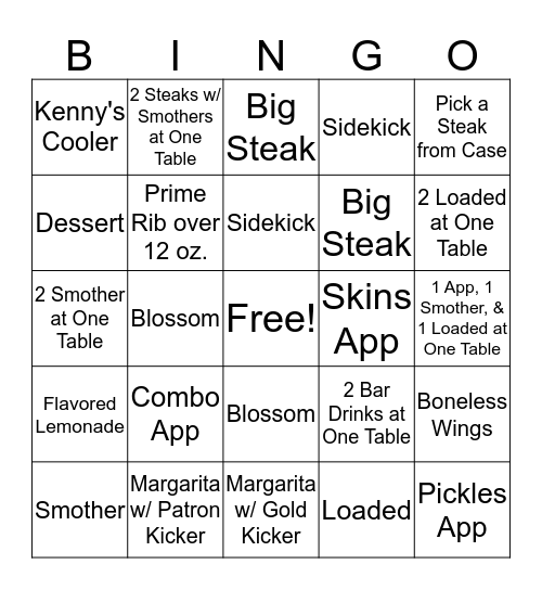 TXRH Bingo!! Bingo Card
