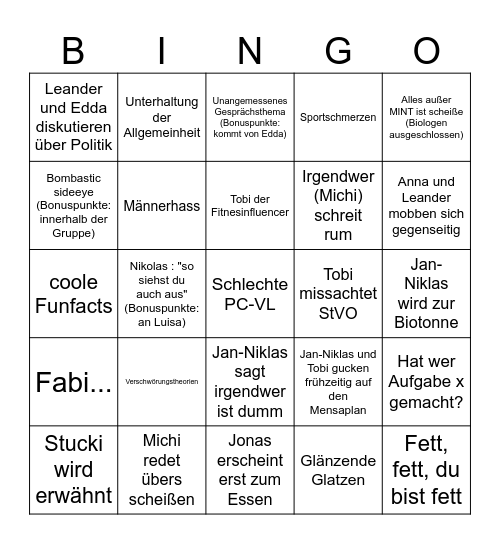 Bullshit Bingo: die Chemiker gehen mensen Bingo Card