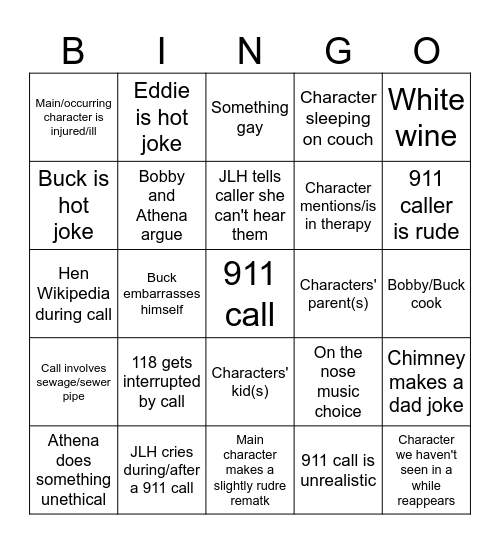 9-1-1 (show) Bingo Card