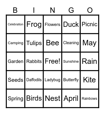 TRIO Spring Bingo Card