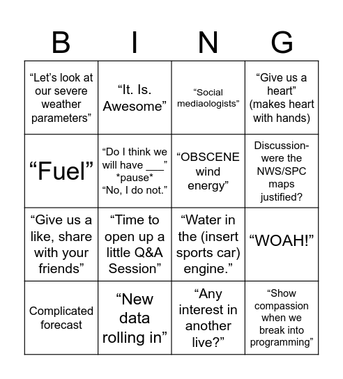 WDRBwx  Bingo Card