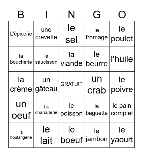 Les magasins Bingo Card