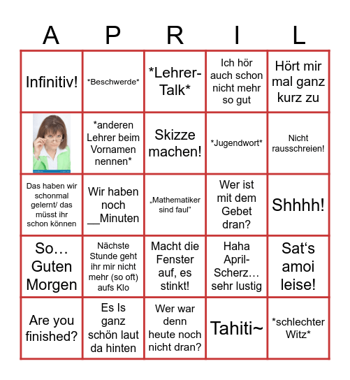 Lehrer-Bingo Card