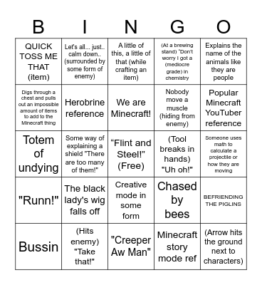 Minecraft Bingo (close enough counts) Bingo Card