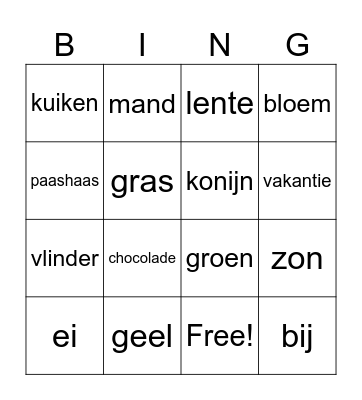 Lente Bingo Card