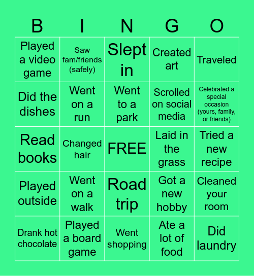 ~*Back from Spring Break BINGO!*~ Bingo Card