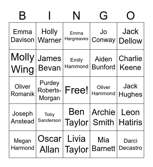 2025 Year 13 Leavers Bingo Card