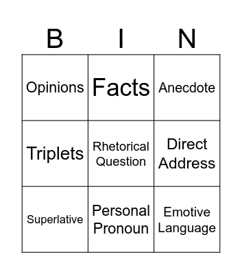 Speech conventions Bingo Card