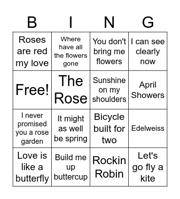 Flowers Bingo Card
