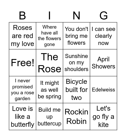 Flowers Bingo Card