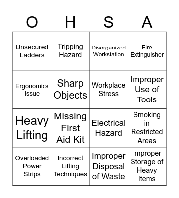OHS Bingo Card
