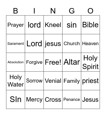 Reconciliation Bingo Card