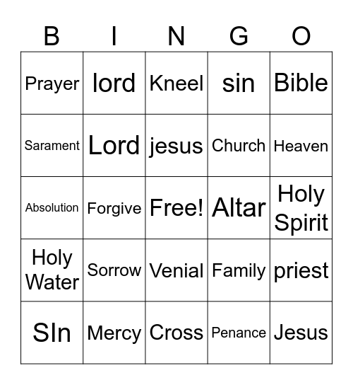 Reconciliation Bingo Card