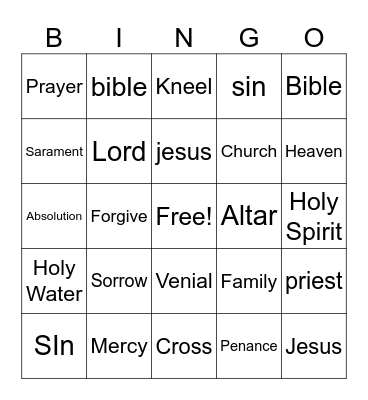 Reconciliation Bingo Card
