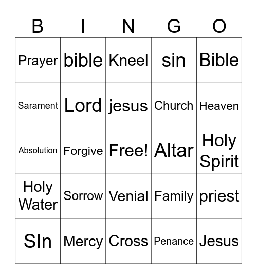 Reconciliation Bingo Card
