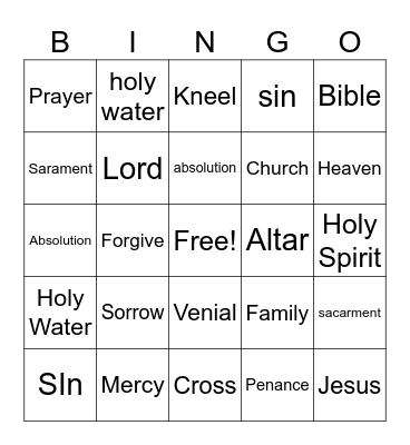 Reconciliation Bingo Card