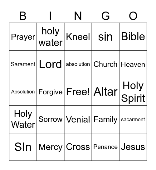 Reconciliation Bingo Card