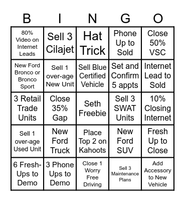 Sales Bingo Card