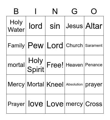Reconciliation Bingo Card
