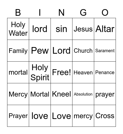 Reconciliation Bingo Card