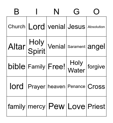 Reconciliation Bingo Card
