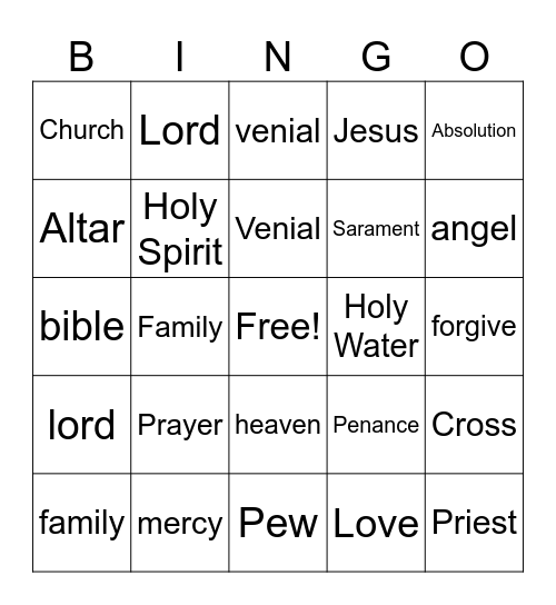 Reconciliation Bingo Card