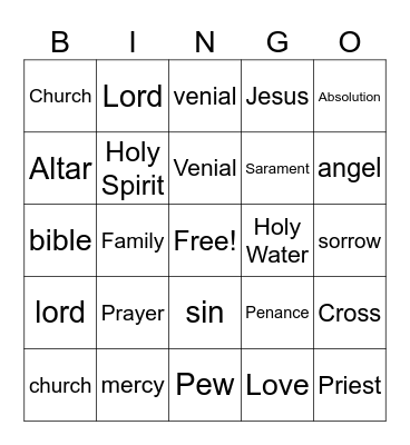 Reconciliation Bingo Card
