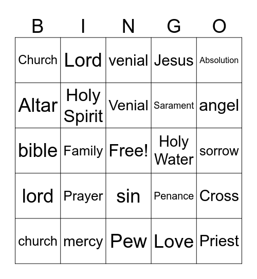 Reconciliation Bingo Card