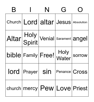 Reconciliation Bingo Card