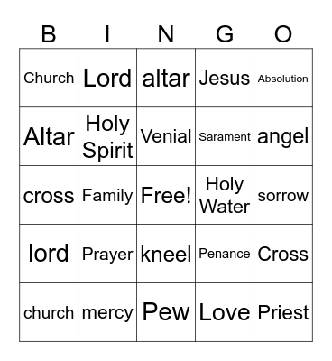 Reconciliation Bingo Card