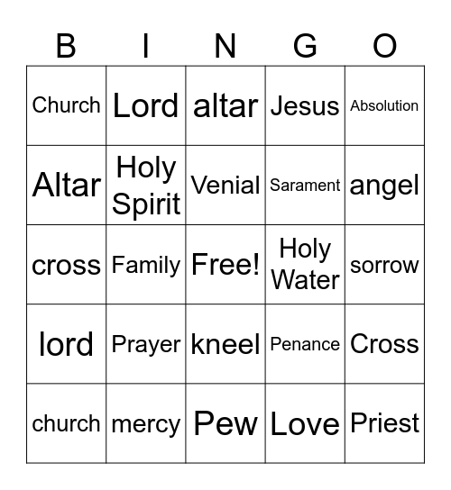 Reconciliation Bingo Card