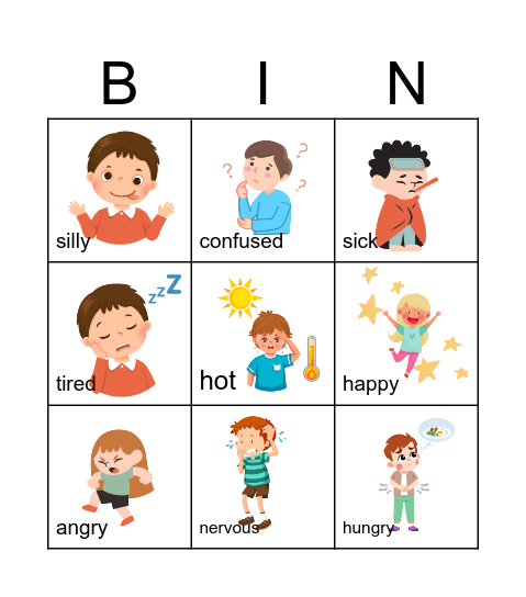 EMOTIONS Bingo Card