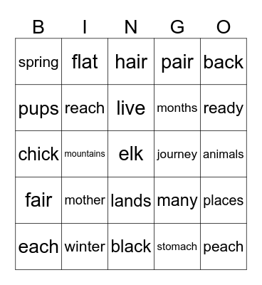March 31 Bingo Card