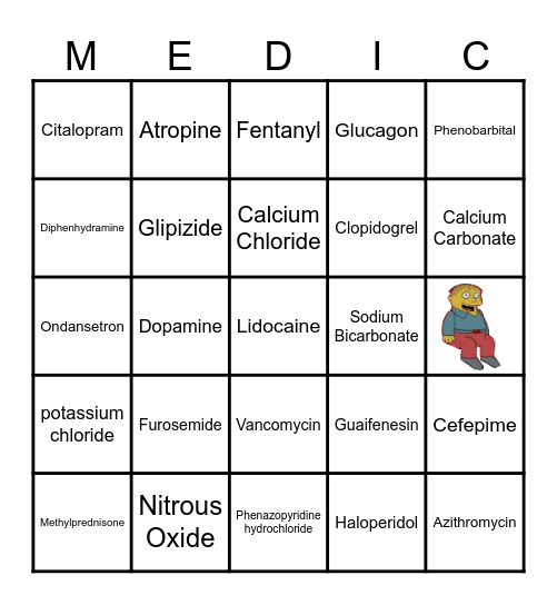 Pharmacology Bingo Card