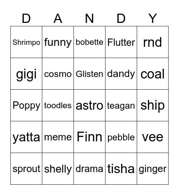 dandys world Bingo Card
