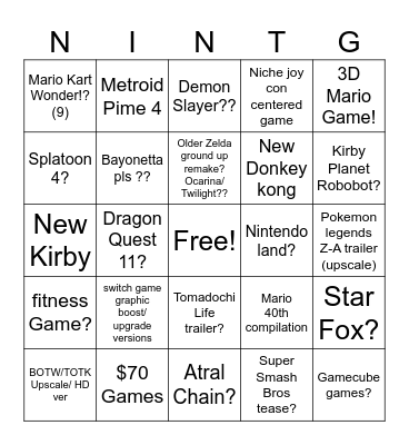 Nintend-go ( Game Edition) Bingo Card