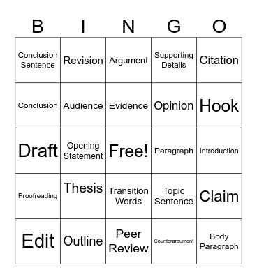 Blitz Review Bingo Card