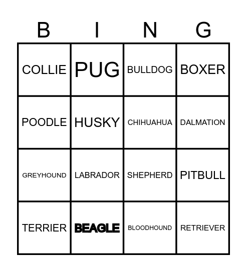 DOG BIRTHDAY PARTY! Bingo Card