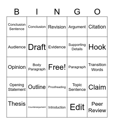 Blitz Review Bingo Card