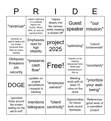 Pride #2 Bingo Card